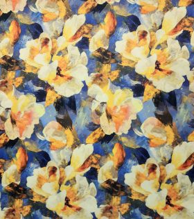 Digital Printed Duchess Satin - Floral - Navy Blue