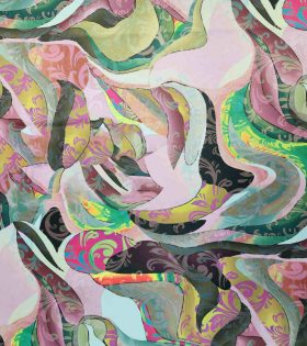 Digital Printed Duchess Satin - Abstract - Dusty Pink