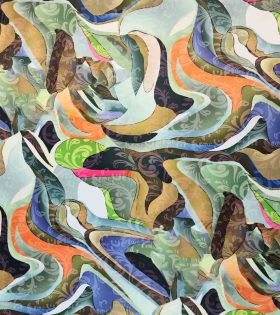Digital Printed Duchess Satin - Abstract - Orange