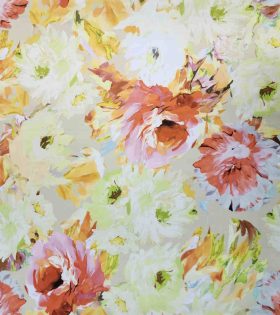 Digital Printed Duchess Satin - Floral - Sulphur Yellow