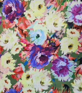 Digital Printed Duchess Satin - Floral - Green