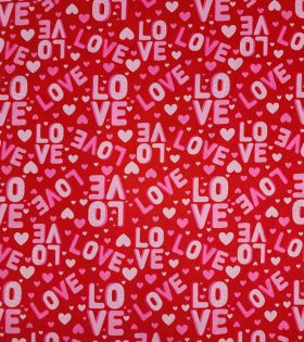 Printed Satin  - Sweetheart - Red