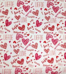 Printed Satin  - Liefde - White