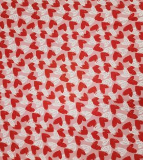 Printed Satin - Love - Dusty Pink