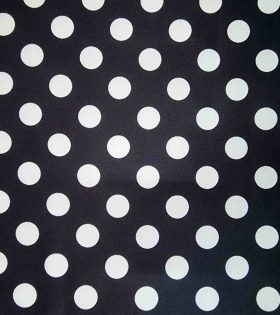Digital Printed Duchess Satin - Polka Dots - Black