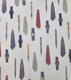 Printed Mini Matt - Tie, Pen & Watch - Cream