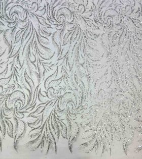 Caviar Tulle (260501) - White & Silver