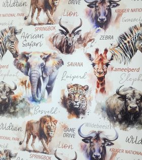 Upholstery Printed Vinyl - Safari - White