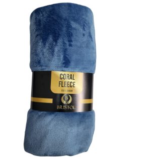 Coral Fleece Throw - Steel Blue