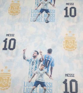 Printed Sheeting - Lionel Messi - Baby Blue