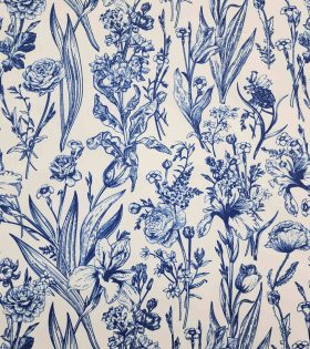 Canvas Outdoor  - Floral - Royal Blue