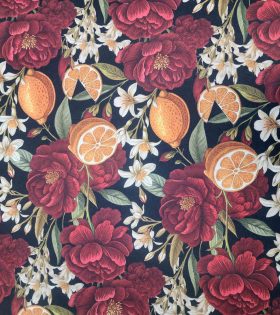 Printed Mini Matt (260603) - Oranges & Flowers - Black