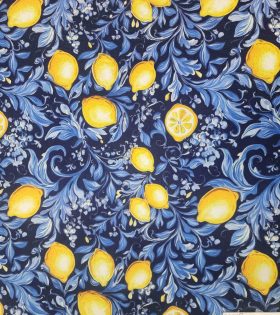 Printed Mini Matt (260605) - Lemons - Navy Blue