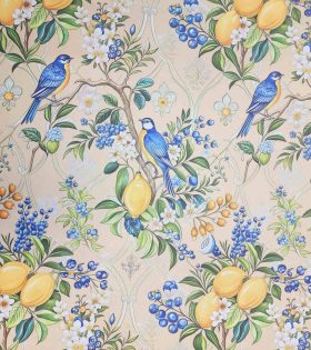 Printed Mini Matt (260606) - Lemons & Birds - Beige