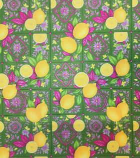 Printed Mini Matt (260608) - Lemons & Flowers - Green