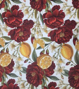 Printed Mini Matt (260603) - Oranges & Flowers - White