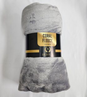 Coral Fleece Throw - Light Grey