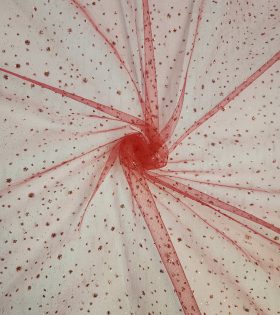 Glitter Raindrop Tulle - Red