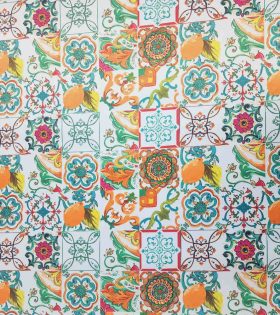 Digital Printed Duchess Satin - Oranges - White