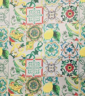Digital Printed Duchess Satin - Lemon - Beige