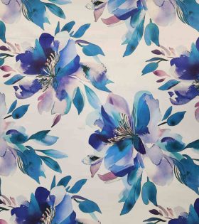Digital Printed Duchess Satin - Floral - Blue