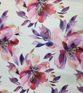 Digital Printed Duchess Satin - Floral - Purple