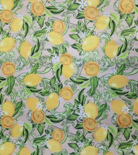 Digital Printed Duchess Satin - Lemon - Beige
