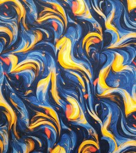 Rayon Challis - Abstract - Navy Blue