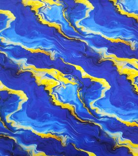Rayon Challis - Abstract - Royal Blue