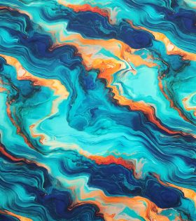 Rayon Challis - Abstract - Aqua