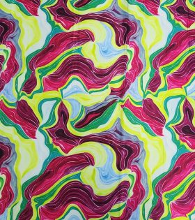 Printed Armani Satin - Abstract - Lime