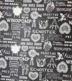 Upholstery Printed Vinyl - Tuis - Black