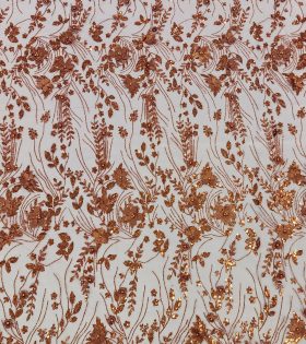 3D Sugar Metallic Tulle - Rust