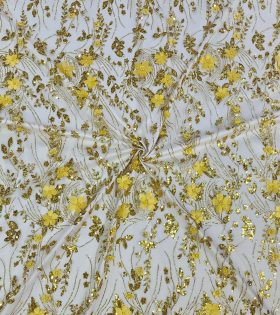 3D Sugar Metallic Tulle - Mustard