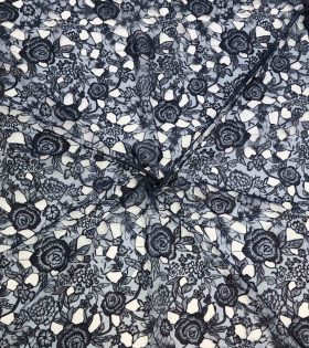 Laser Cut Lace - Navy Blue