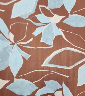 Digital Printed Chiffon - Leaves - Aqua