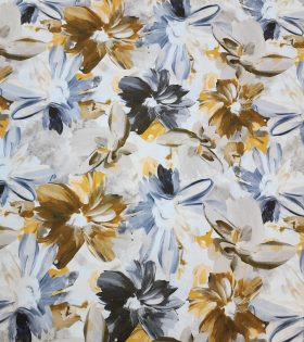 Printed Linen Slub Look - Floral - Grey
