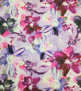 Printed Linen Slub Look - Floral - Lilac