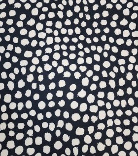 Printed Linen Slub Look - Abstract Dots - Black