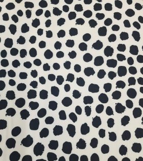 Printed Linen Slub Look - Abstract Dots - Beige
