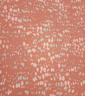Printed Linen Slub Look - Abstract Dots - Coral