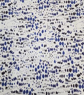 Printed Linen Slub Look - Abstract Dots - White