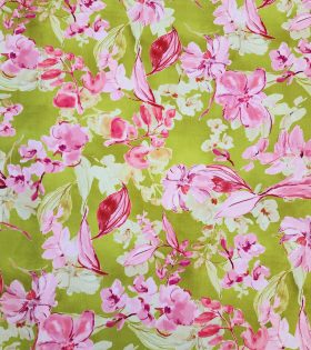 Printed Linen Slub Look - Floral - Olive