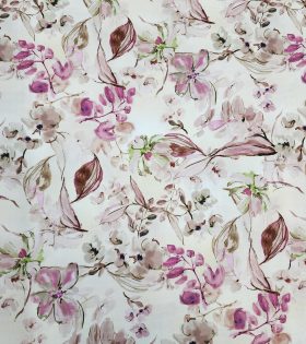Printed Linen Slub Look - Floral - Cream