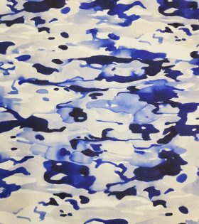 Printed Linen Slub Look - Abstract - Royal blue
