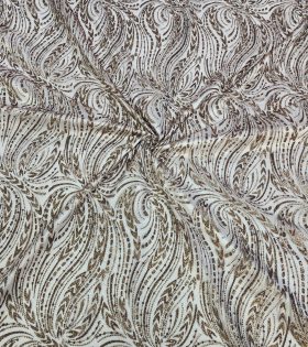 Petal Leaf Sugar Metallic Tulle - Brown