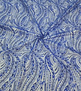 Petal Leaf Sugar Metallic Tulle - Royal Blue