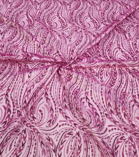 Petal Leaf Sugar Metallic Tulle - Cerise Pink